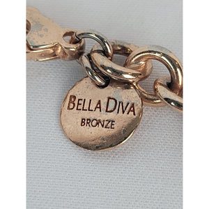 Vintage Bella Diva 18kt Rose Gold Plated Bronze Roman Coin Charm Bracelet