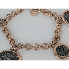 Load image into Gallery viewer, Vintage Bella Diva 18kt Rose Gold Plated Bronze Roman Coin Charm Bracelet