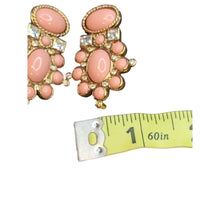 Load image into Gallery viewer, VTG 1995 Elizabeth Taylor for Avon Salmon Pink Cabochon Crystal Clip Earrings