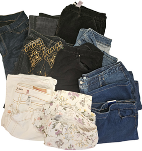 Lot of 10 Piece Women’s Plus Size Pants, Jeans, Skirts Mixed Styles Sizes
