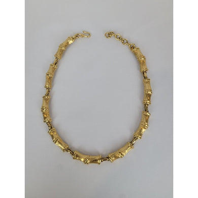 Vintage Monet Bamboo Link Brushed Gold Tone Necklace