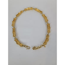 Load image into Gallery viewer, Vintage Monet Bamboo Link Brushed Gold Tone Necklace