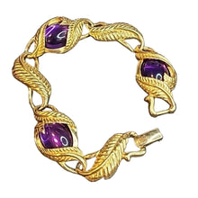 Load image into Gallery viewer, Rare TRIFARI Gripoix Amethyst Purple Cabochon Moghul 8&quot; Statement Bracelet Set